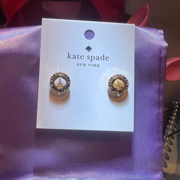 KATE SPADE NWT Spot The Spade Pave Halo Earrings Retail $59 - Picture 3 of 4